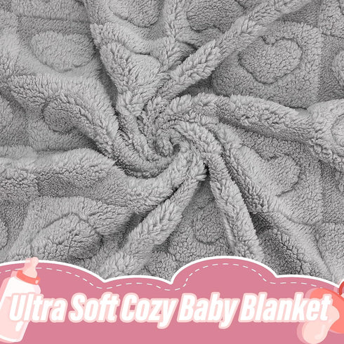 30"39" Plush Soft with Heart Checkered Baby Blanket,Fleece Infant Toddler Blankets for Girls Boys,Warm Lightweight