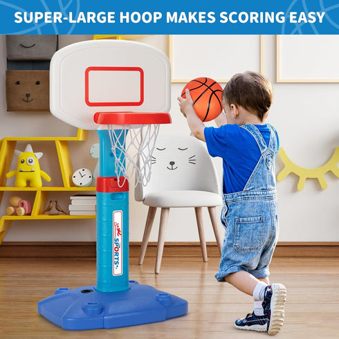 Adjustable Toddler Basketball Hoop Indoor for Age 1-3, Mini Basketball Hoop with 3 Balls for Outdoor Poolside, Birthday