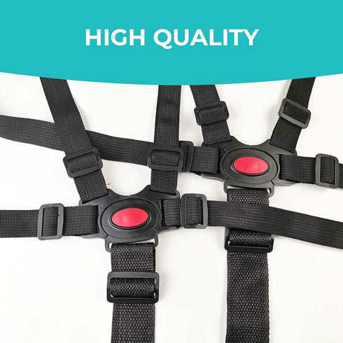 Adjustable 5 Point Harness Seat Belt for Baby, Full Protection Security Harness for High Chair and Pushchair, Black