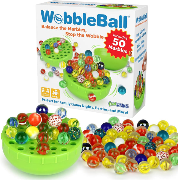 Funwares WobbleBall Marble Balance Game, 50 Marbles Included, Skill & Dexterity Games