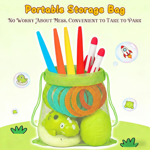SCMAO 3 1 3-6 4-8 in Musical Jump, Toss Ring Game and Stomping Launch Rocket with Storage Bag, Remote Control Outdoor