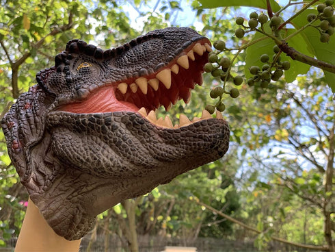 Tyrannosaurus Rex Dinosaur Hand Puppet for Boys Gift 3-12, Realistic Soft Rubber T-Rex Head Party Role Play Game