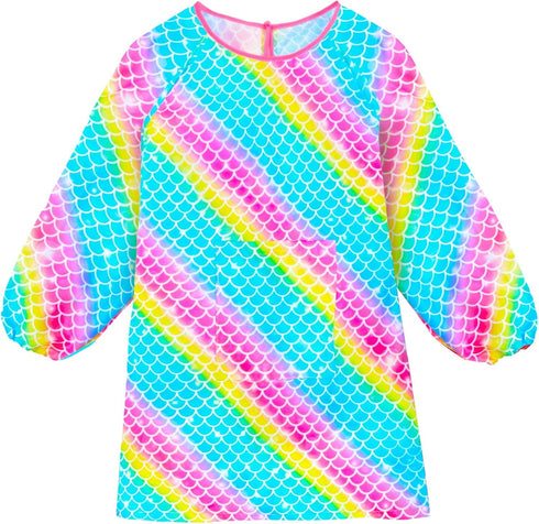 PASHOP Kids Art Smocks Unicorn Waterproof Painting Apron for Girls Boys, Long Sleeve Knee Length Smock