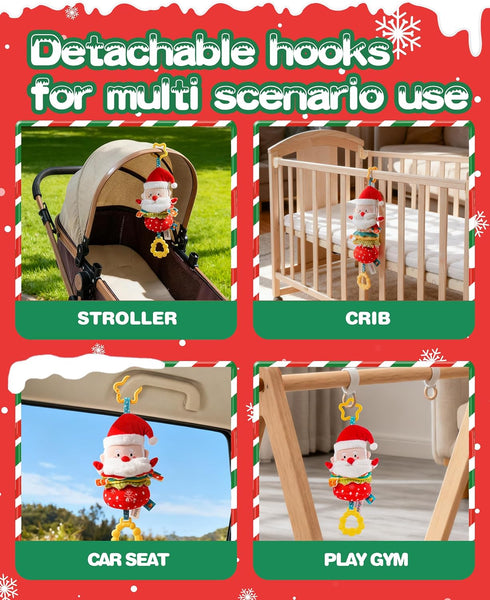 6-12-18-36 Tummy Jollybaby Car Seat Stroller Crib Hanging Toy for Baby Months, My Baby First Christmas Santa Claus