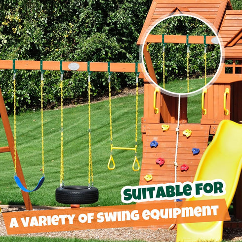 Dunzy 4 Pieces Metal Swing Set Accessories, Snap Hooks and Hangers for Connecting to Wooden Sets