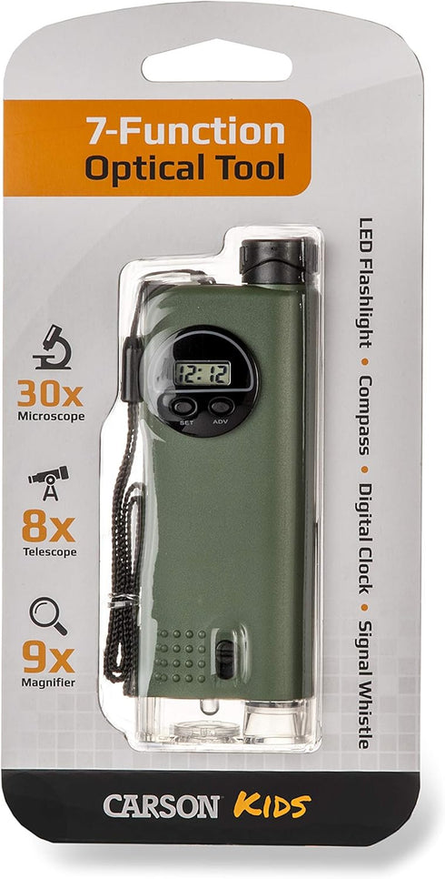 Carson X-Scope Kids Multi Purpose Optical Pocket Tool with 30x Microscope, 8x Telescope, Flashlight