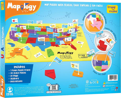 Imagimake Mapology USA Map with Capitals, Learning States and Capitals, Educational Toys for Ages 5-13