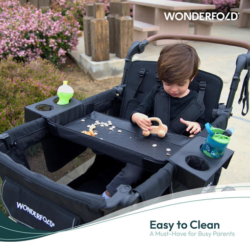 L2 WONDERFOLD Flex Snack Tray for Stroller Wagon with Convertible Cup Holders & Adjustable Sidewalls to Maximize Space