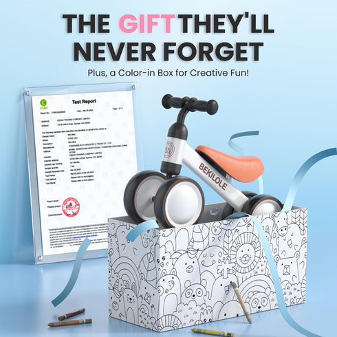 1 1st 12-24 2-Minute BEKILOLE Year Old Girl Gifts Baby Balance Bike Birthday Girl Gift with LED Light Up Wheels
