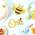 Tatuo Happy 1st Bee Day Party Decorations, Gold Glitter Banner and Cake Topper for First Birthday Supplies