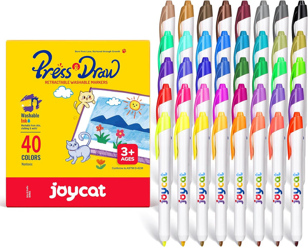 JoyCat Click & Draw Washable Markers for kids with Retractable Tips,40 Colors