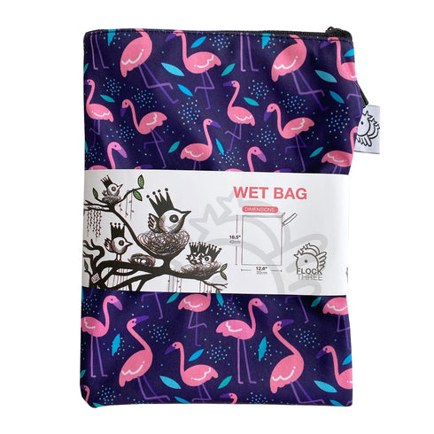 Swimming 12.6'' 16.5'' FLOCK THREE Washable and Reusable Wet Bag Diaper Bag Water Resistant Bag Travel Toiletries Pouch