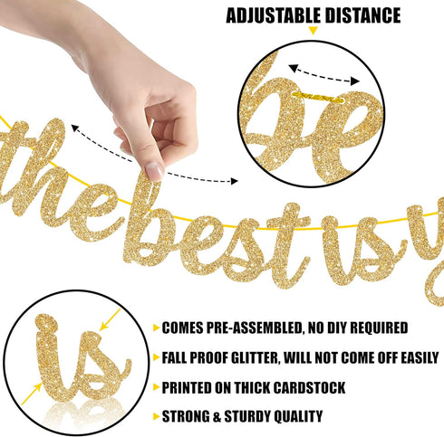 KatchOn Glitter The Best is Yet to Come Banner, 10 Feet Gold Congratulations Banner for Graduation Decorations 2025