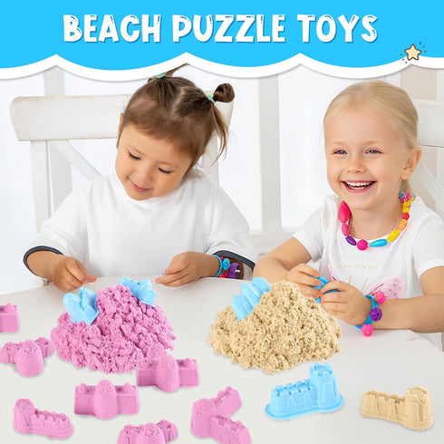 Busaurus 5.5 Lbs Set 5 8 Magic Sand for Kids Bulk Magic Moving Sand Play with Colors & Castle Molds Non-Toxic