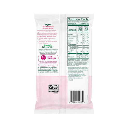 Little Bellies Organic Strawberry Pick-Me Sticks Baby Snack - Pack of 5 x 0.56 oz Individual Packs