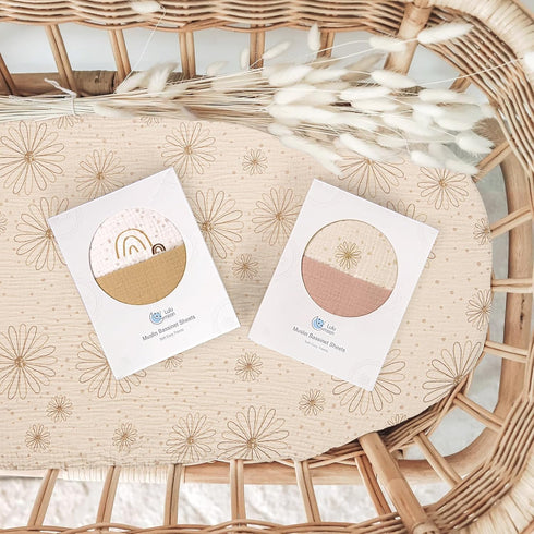 lulumoon Muslin Bassinet Sheets Baby: Cotton Bassinet Sheets Fitted for Boys and Girls - Bassinet Mattress Sheets