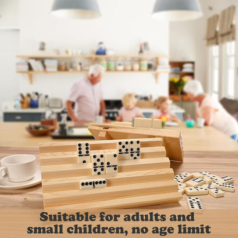 Set 6 28 Dominos for Adults, Double Domino Game, Double Six Standard Domino with Natural Wooden Box, Tiles,Tradditional
