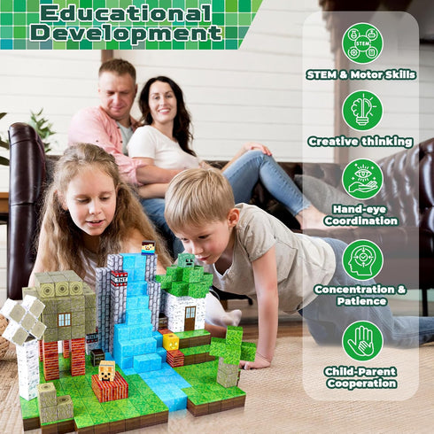 Magnetic Blocks-100PCS Magnetic Building Blocks, Stacking Magnetic Tiles, STEM Montessori Sensory Toys for Ages 3-10