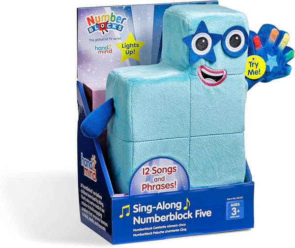 hand2mind Sing-Along Numberblock Five, Light Up Plush Toy, Musical Figure for Preschool Learning Gifts