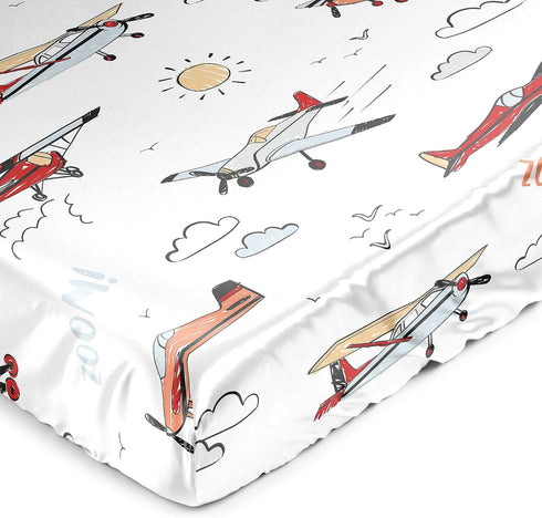 Sweet Jojo Designs Vintage Airplane Boy Baby Satin Fitted Crib Sheet Infant