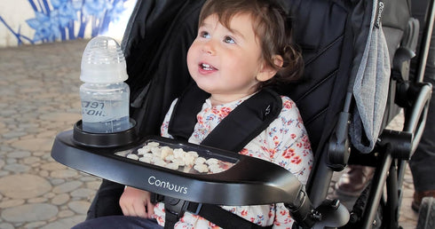 Contours Baby Child Tray V2 for Strollers - Snack Tray Attachment with Cup Holder