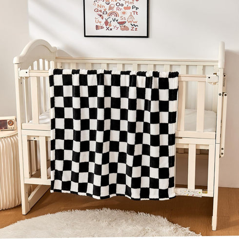 Checkered Fleece Baby Blanket, 30''x40'', Ultra Soft Cozy Receiving Blankets for Boys Girls Infant Toddler Crib Stroller