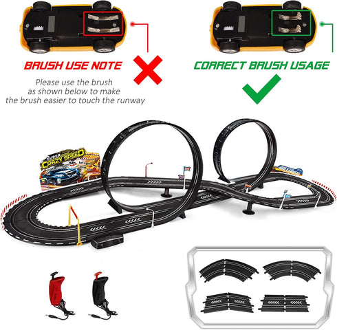 Kids Toy Electric Powered Slot Car Race Track Set, Best Gifts for Boys and Girls Ages 6 7 8-12