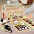 PairPear Flower Garden Toy Greenhouse Playset, Toddlers Wooden Dollhouse Garden Toys, Pretend Play Food Set for 3 Years