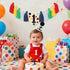 1st Colourful Rainbow Dot High Chair Banner Conical Cap Primary Colors Cake Topper for Boys Girls Birthday Party