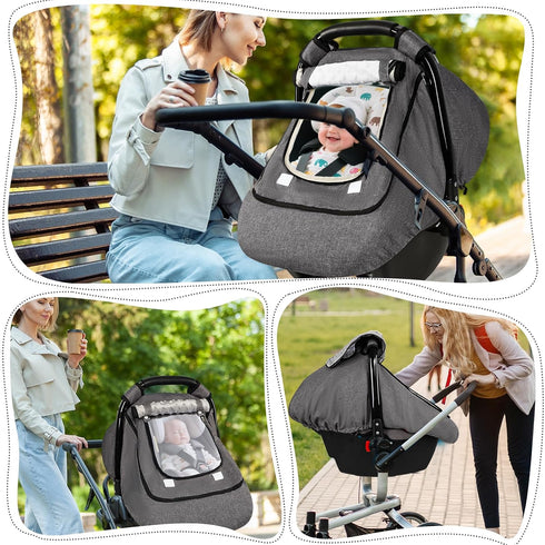 Cozy, GFU Winter Baby Car Seat Cover Waterproof, Windproof Car Seat Covers for Newborns with Double-Layer Window