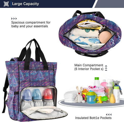 SUABO Backpack Tree Grid Pattern Baby Diaper Bag Large Bag Waterproof Travel Diaper Bags for Moms and Dads