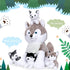 5PCS Wolf Plush Toys, 13.4 Inch Wolf Mom with Mini Babies, Stuffed Animal Family Set for Girls Boys Christmas