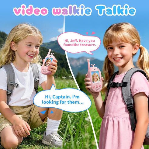 YUSSBCU 2 Pack 3-12 Upgraded Video Walkie Talkies for Kids, Rechargeable Voice/Video Call Kids Walkies Talkies, Toddler