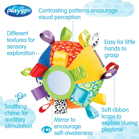 Playgro Kick & Play Loopy Loops Ball - Interactive Sensory Development Toy for Babies 3+ Months - Boosts Touch, Movement Skills - Crawling Baby Toy
