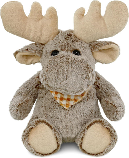 DolliBu Brown Sitting Moose Plush Toy, Super Soft Stuffed Animal, 11 Inches