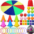 43 Pcs 3 in 1 Carnival Outdoor Games Combo Set for Kids, Includes 6 Plastic Cones, 12 Ring, 12 Bean Bags, 10 Foot