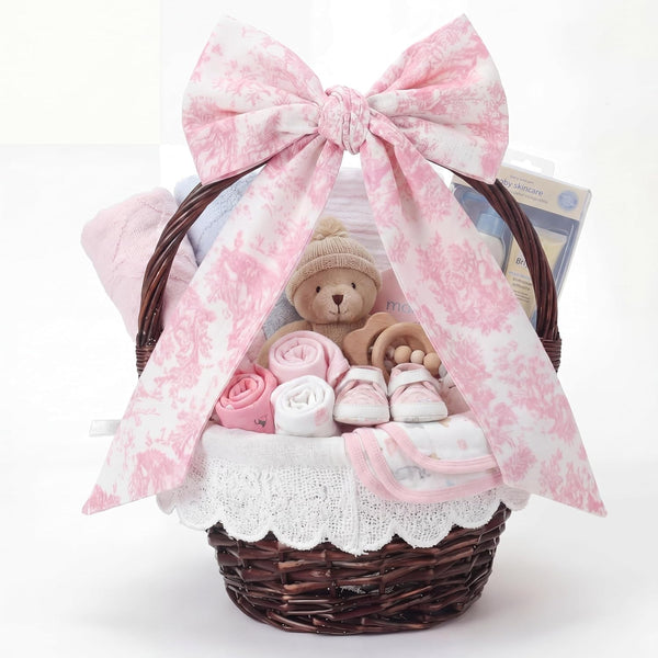 Qinyoung Baby Nursery Gift Wicker Basket with Bow and Liner 12.5 x 9