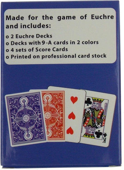 Set 4 (9-Ace) Counter 2 2 Hickoryville Euchre Card Game Pre-Stripped Decks with Blank Cards Red & Blue Decks Classic