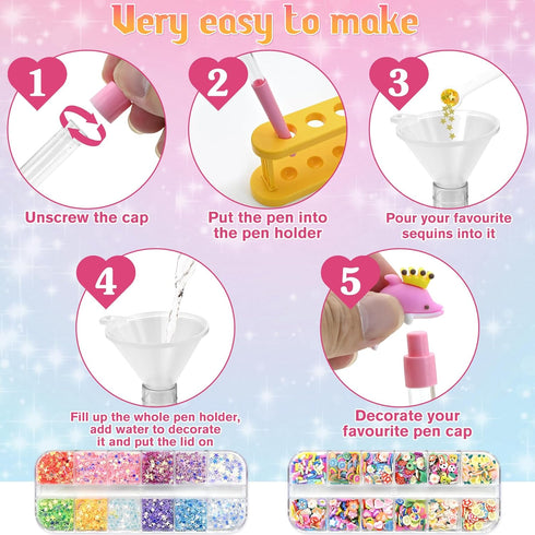 75+ 612, FEMBW Pen Making Kit DIY Pen Creator Studio with Craft Pieces, Aesthetic School Supplies for Girls Ages Fun