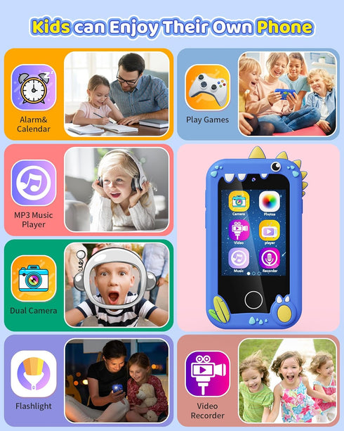 Kids Toy Smartphone for Boys Ages 3-8, Fake Play Phone with Music Player, Dual Camera, and Puzzle Games