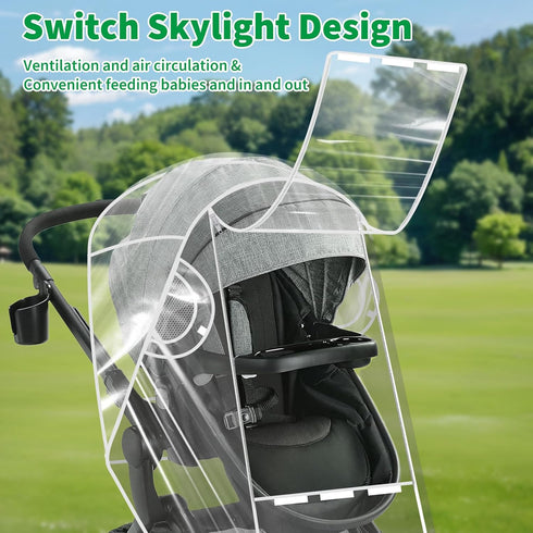 Universal Stroller Rain Cover Compatible with Graco, Waterproof Stroller Cover - Clear Weather Shield, Breathable