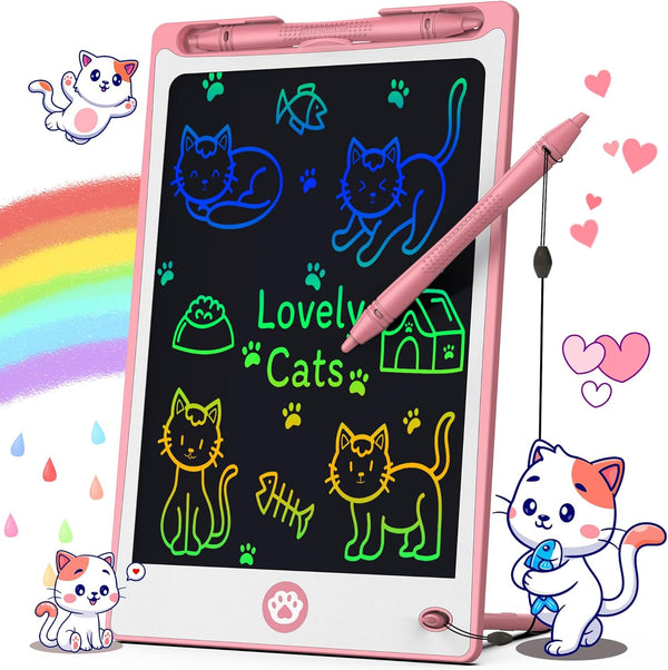 Hockvill LCD Writing Tablet for Kids 8.8 Inch, Drawing Pad for 3-8 Year Olds, Toddler Doodle Board Travel Gift - Pink