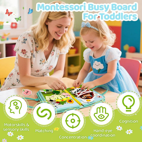 Aurasys Busy Book for Toddlers - Farm Montessori Toys Busy Board for Boy Girl Gifts Educational Learning Activity Book