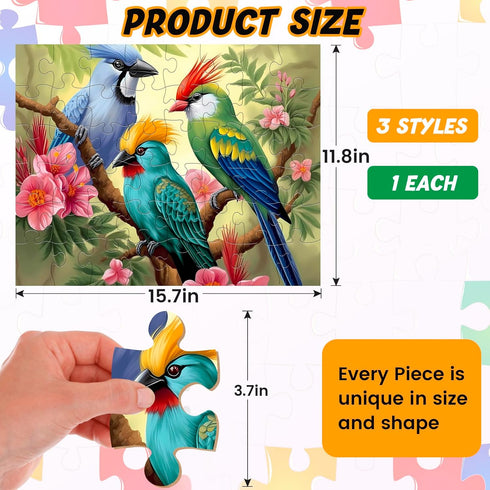 3 Pack 48 Piece Jigsaw Puzzle for Seniors, Large Piece Puzzles for Dementia and Alzheimer's Activities