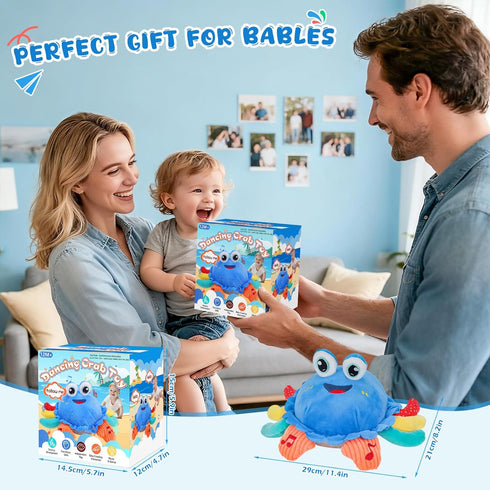 1 6-12 Tummy Baby Toys Year Old Month Time Toys Crawling Musical Crab Plush Toy Dancing Walking Moving Bouncing Sensory