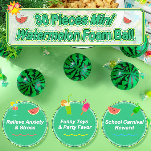 36 Pack 2.5 Inch Summer Zhanmai Watermelon Stress Balls Party Favors Sensory Fidget Toy Mini Watermelon Foam Balls One