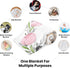 Novusopt Personalized Baby Rhinoceros Floral Blanket with Name for Newborn Toddler Girl, Soft Plush Nursery Receiving