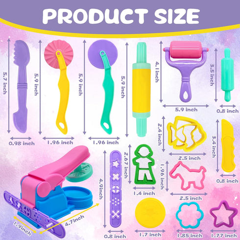 Playdough Tools 36pcs Play Dough Tools Set for Kids with Playdough Cutters,Roller,Rolling Pins,Dough Extruder
