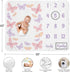 Sweet Jojo Designs Baby Milestone Blanket (Pink/Purple Shabby Chic Butterfly) for Girls, Infant Receiving Blankets