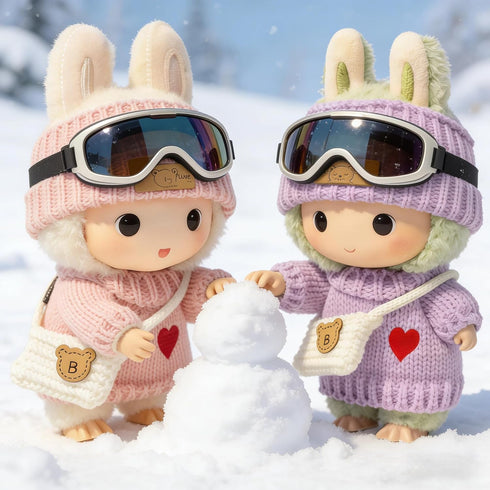 VVQUI (2 Pack) 17cm 6-Piece Clothes for LABUBU Doll, Handcrafted Crochet Accessories for LABUBU, Premium Outfits